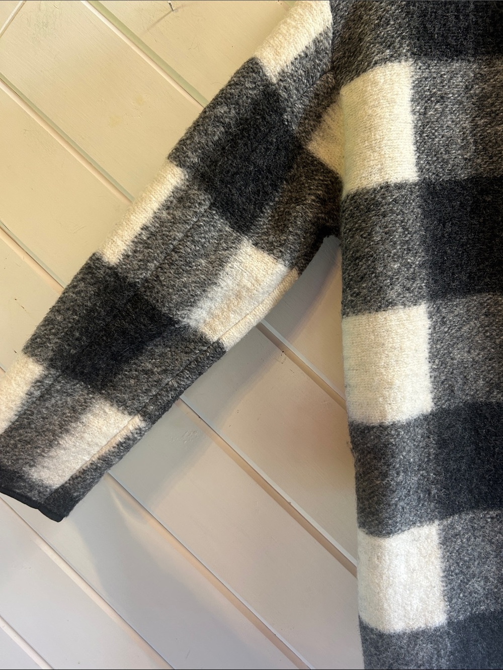 WILFRED FREE Off Duty Black and Cream Checked Wool Coat - Picture 7 of 11